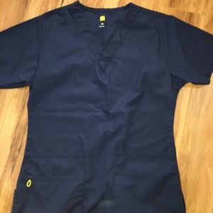 Navy Blue Wonder Wink Scrub Top
